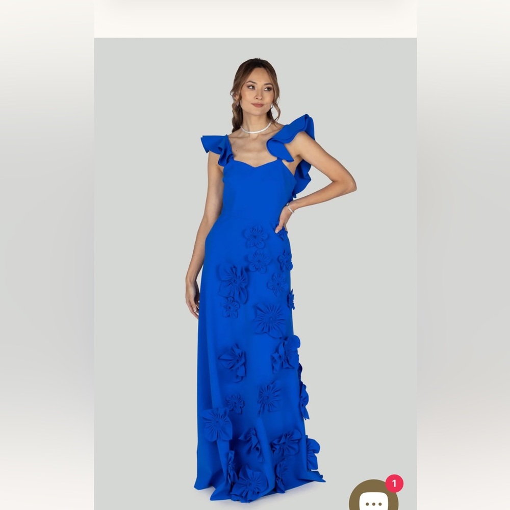 Greta Constantine Dragonette Evening Gown Sz Sm EUC Cobalt retails for $1895